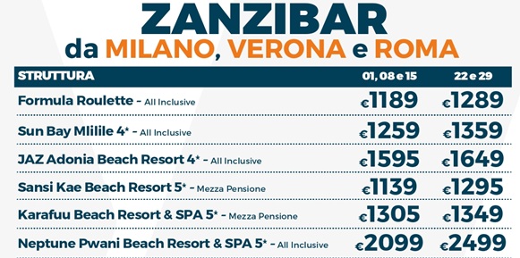 quote zanzibar luglio
